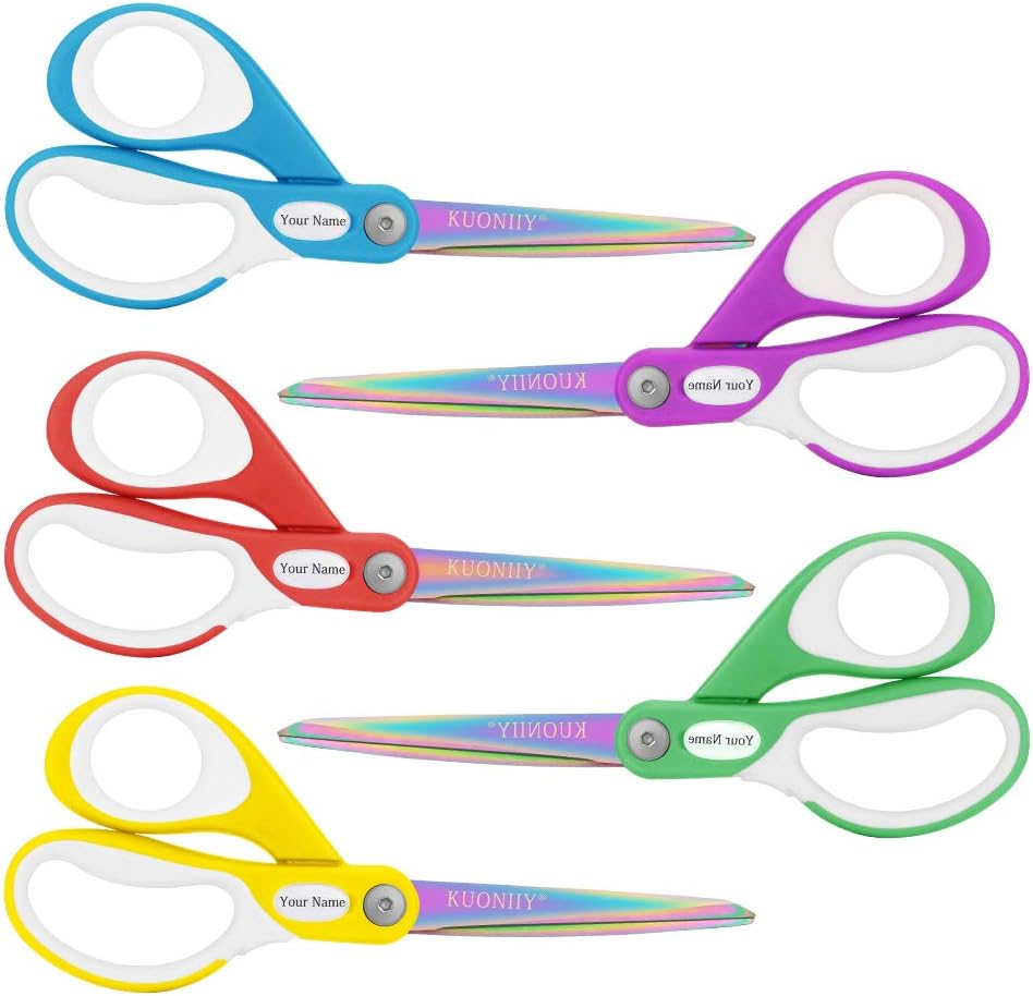 KUONIIY Scissors Titanium Blades Soft Comfort-Grip Handles 5-Pack,8 Inch