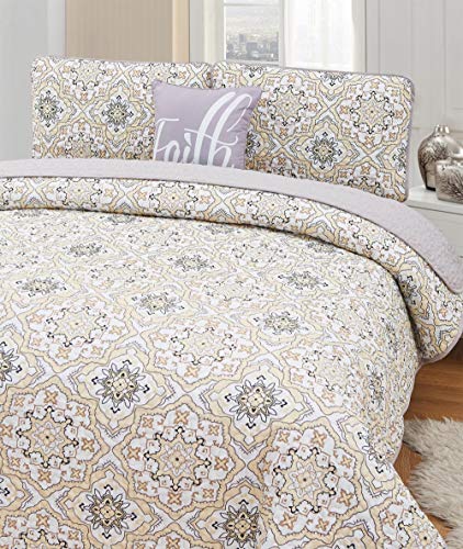 Hannah Linen 4 Piece Down Alternative Quilt Set with Shams and Decorative Pillow - Premium Quality - Hypoallergenic -Plush Microfiber Fill - Machine Washable - (King, Taupe Greyson) - Thumbnail 6