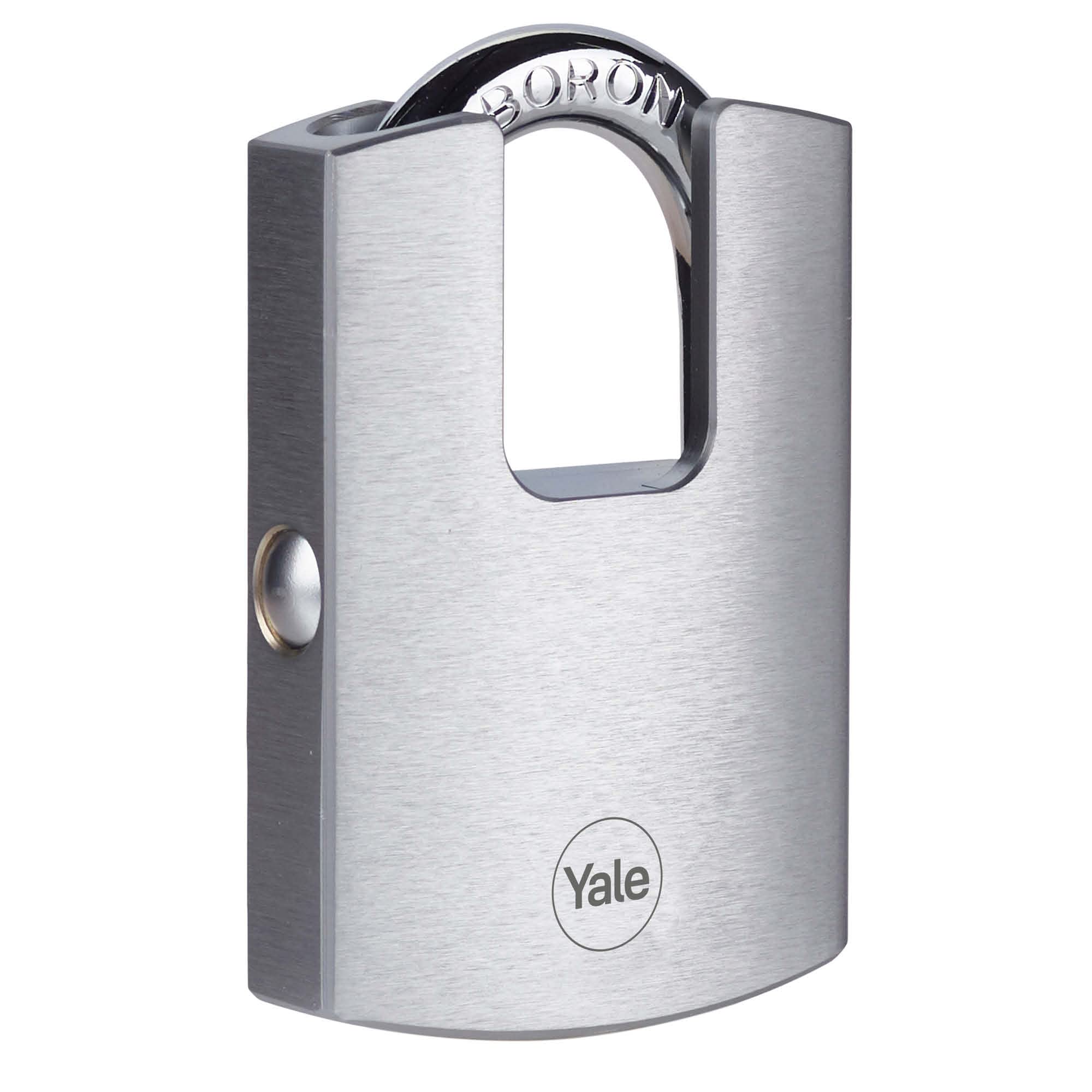 Yale High Security Brass Padlock with Chrome Finish Y122B/50/123/1 50mm Body Protected Boron Hardened Steel Shackle 3 Keys