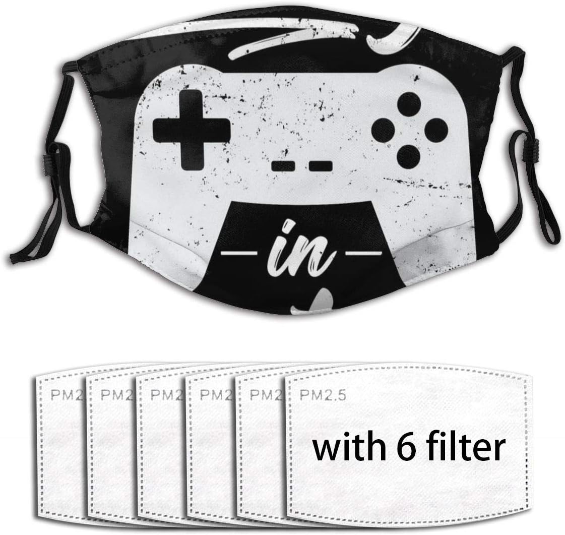 Always In Control Funny Retro Console Gaming Women Men Adjustable Earloop PM2.5 Face Cover With 6pcs Anti-dust Reusable Mouth Cover With Filter