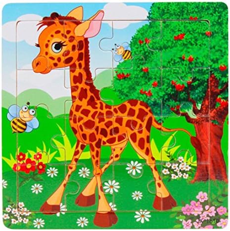 Hot Sale! Puzzle Baby Toy Child Neartime Wooden Kids 16 Piece Jigsaw Toys Education And Learning Puzzles Toys (Green, free)