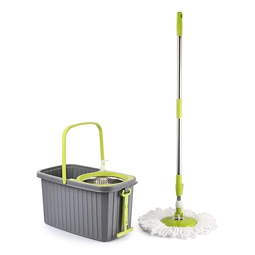 Kleeno by Cello Hi Clean Deluxe Spin Mop with Bucket, Green, Large Amazon.in Home & Kitchen