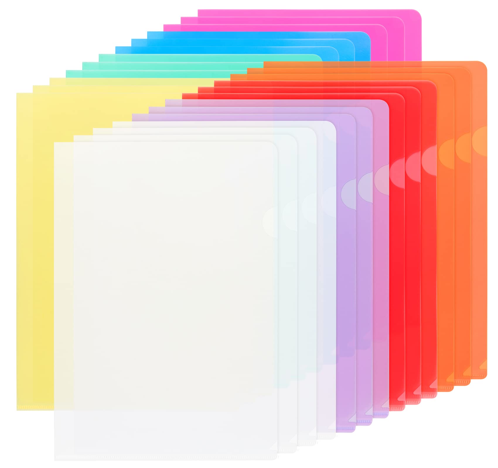 25 x Transparent Plastic Folders A4, Clear Plastic Wallets for File Paper Cover, 8 Assorted Colours A4 Sleeves Wallets, Clear Side Cut File Cover for Work, Report, Project, Presentation