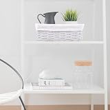 Woodluv White Small Woven Storage Basket with Removable Liner 30x18x12 cm view 7