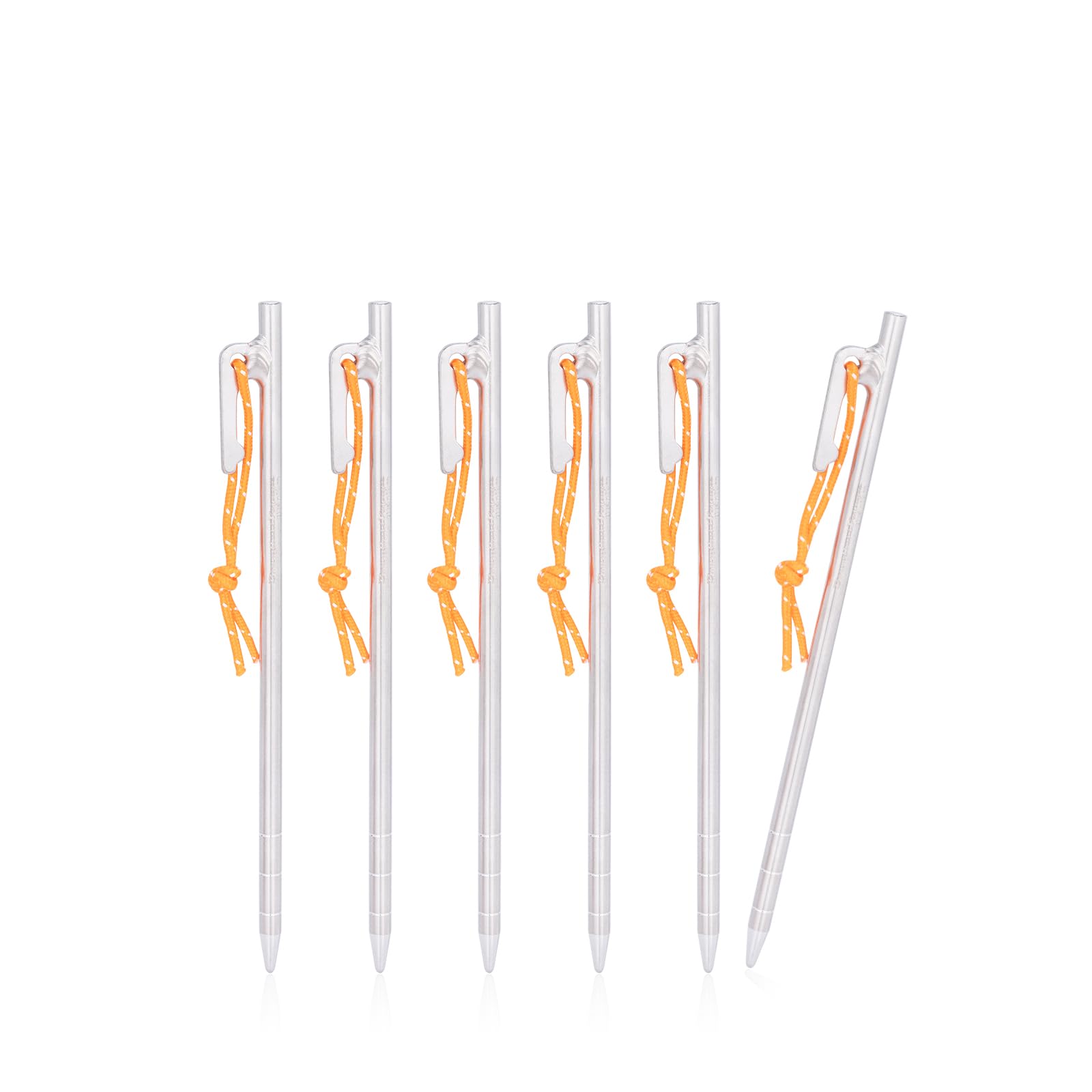 iBasingo 6 pcs/lot Titanium Alloy Tent Pegs Camp Metal Stakes Pins Outdoor Camping Awning Stakes Heavy Duty Tent Nails Long and Durable for Hard Gound Ti4012P (20cm)