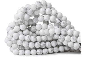 CHEAVIAN 8mm 45PCS Natural White Howlite Gemstone Round Loose Stone Beads for Jewelry Making DIY Crafts Design 1 Strand 15"