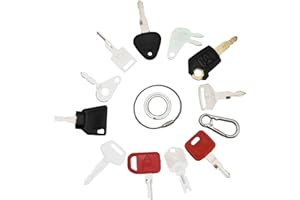 HBSUH 11 Pcs Heavy Equipment Replacement Keys Compatible with CAT, JD, Case, Komatsu, Hyster, Kubota, JCB, Bobcat, Daewoo, JLG, Toyota, Master Ignition Key for Workers and Opeartors