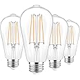 PARTPHONER LED Light Bulbs Dimmable Vintage Edison Bulb, E26 LED Bulb 60W Equivalent 720 Lumens, Warm White 2700K, ST58 Antique LED Filament Bulb CRI 85+, Clear Glass, Pack of 4