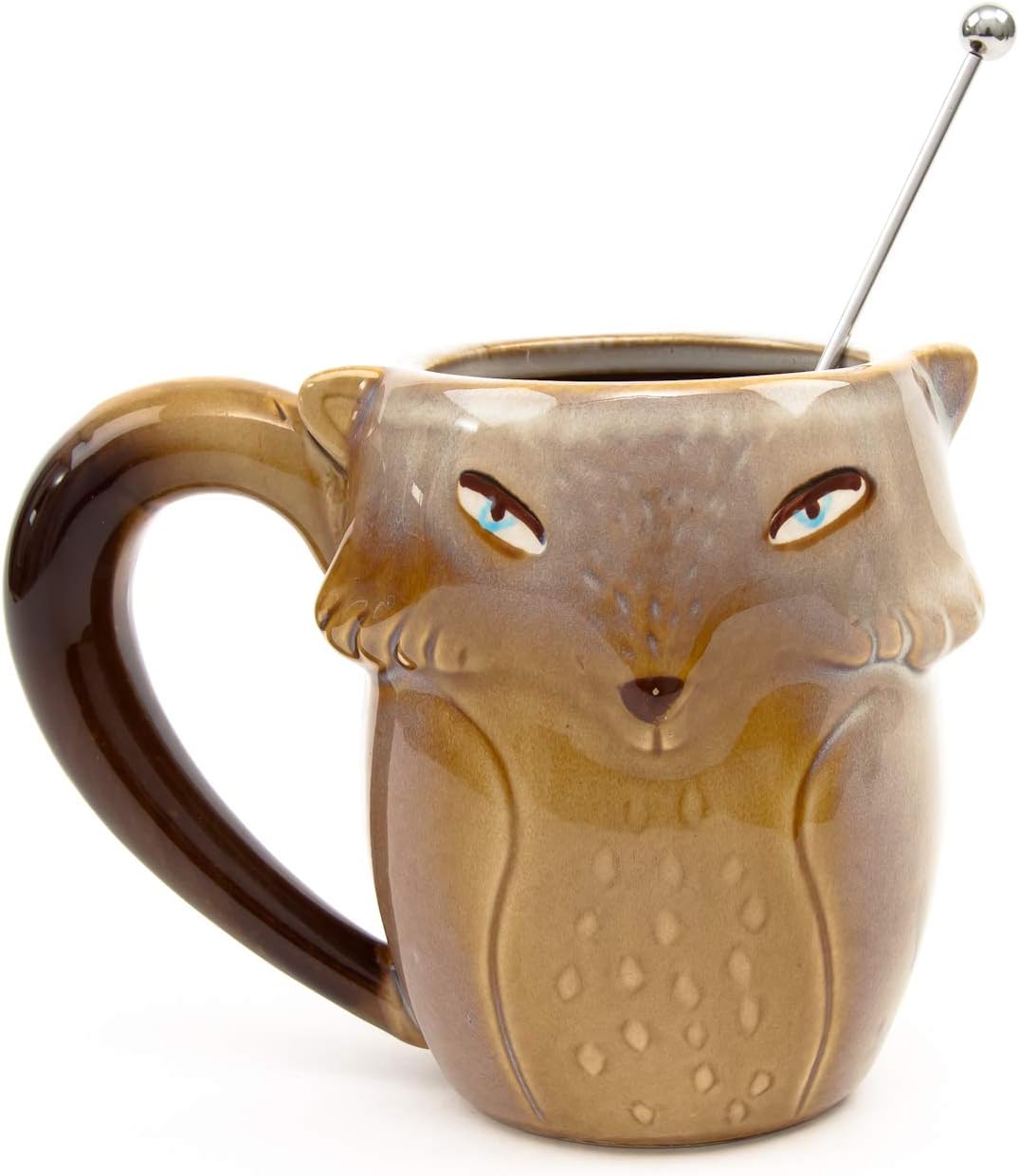 Amazon Com Woodland Creatures Fox Mug Coffee Mugs Large 18oz Tea Cup Animal Coffee Cup Bundle Cup Coffee Stirrer Beige Fox Mug Stirrer Kitchen Dining