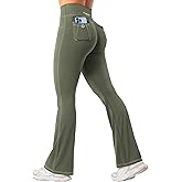 YEOREO CoreFlex Women Workout Mini Flare Leggings with Pockets Hidden Scrunch Cargo Gym Casual Denim-Look Yoga Pants