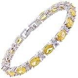 RIZILIA Oval Cut Simulated Yellow Citrine and White