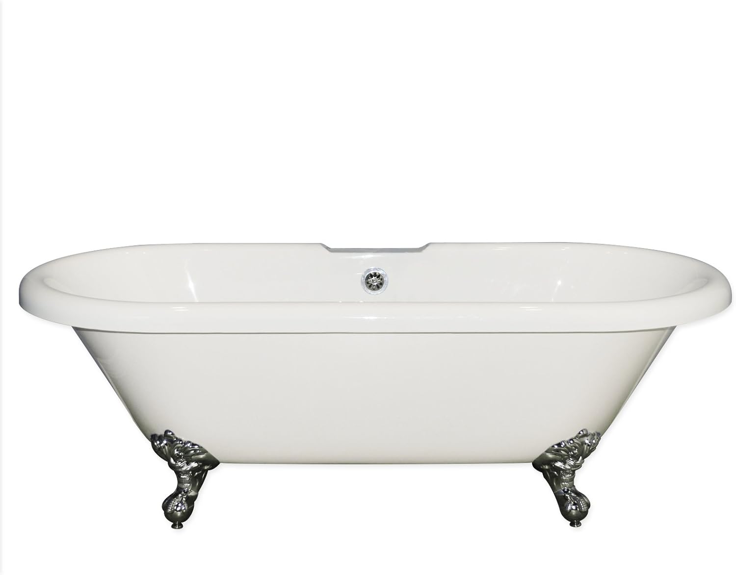 60" Acrylic Double Ended Clawfoot Tub With Deck Mount Faucet Holes
