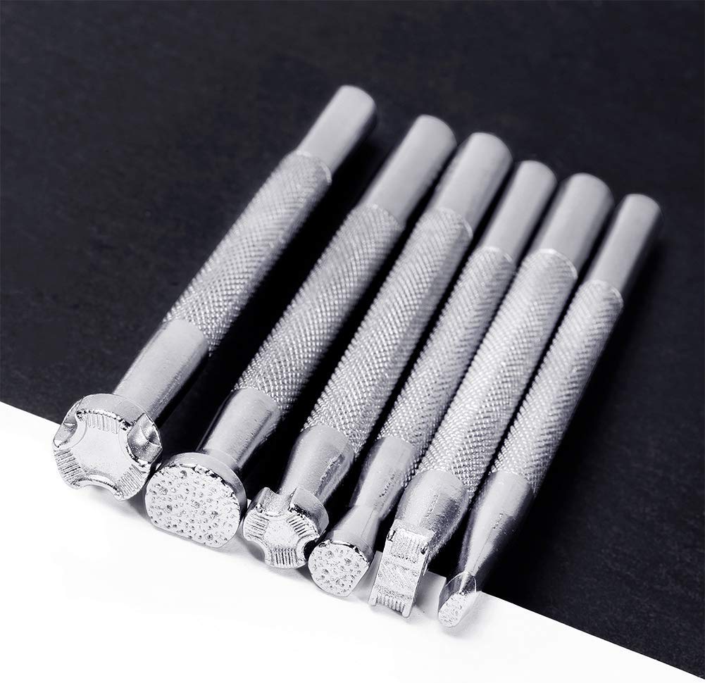 Jupean Leather Stamping Tools, Leather Working Saddle Leather Stamping Kit Special Shape Stamp Punch Set Carving Leather Craft Stamp Handmade Art Tools