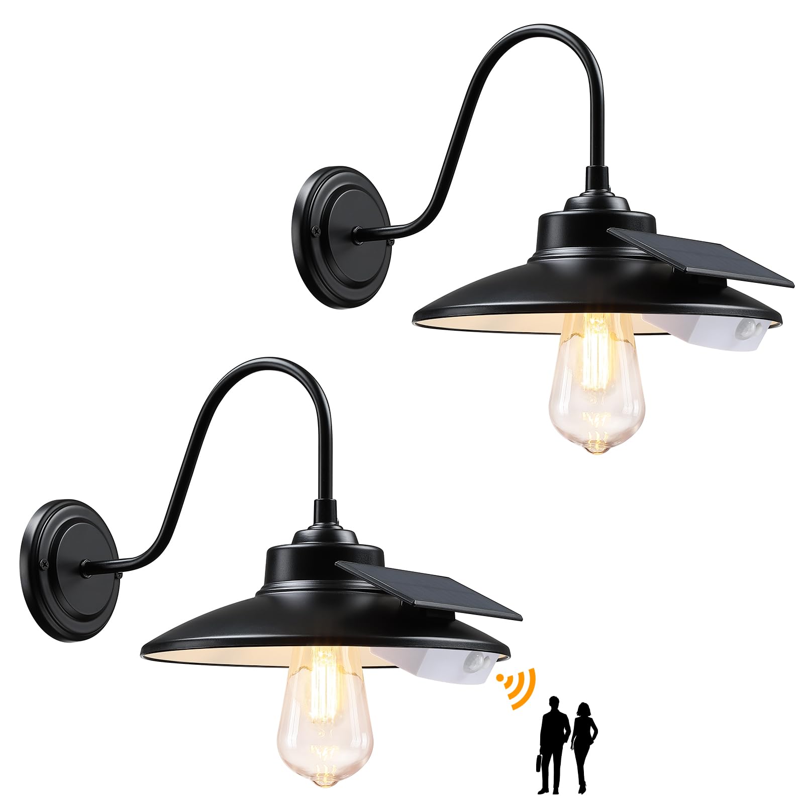 Photo 1 of CRIRY Solar Barn Light with 3 Lighting Modes and Motion Sensor, Outdoor Solar Gooseneck Wall Light IP65 Waterproof Solar Porch Lights, Outdoor Lighting for Barn Shed Farmhouse, Bulb Included,2-Packs