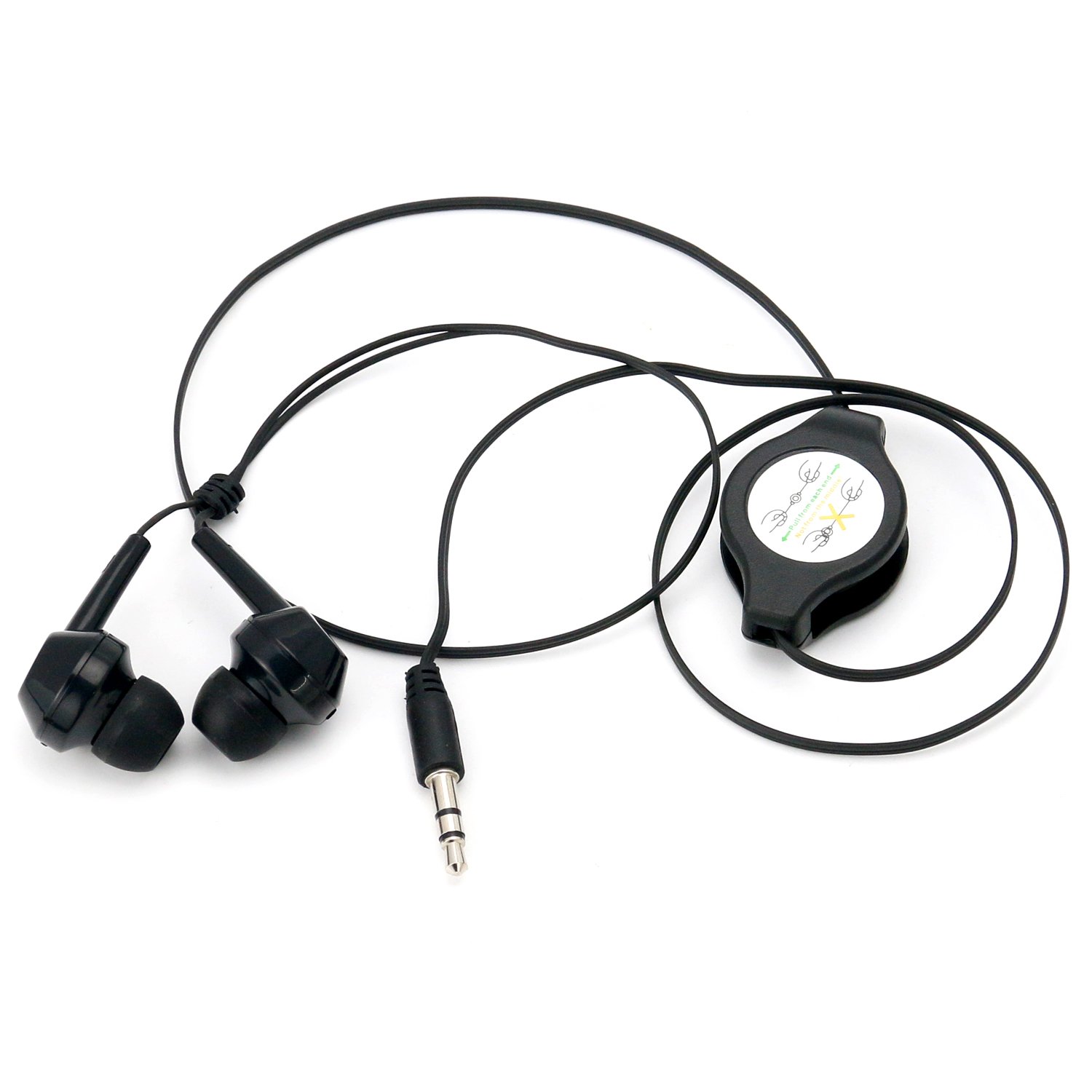 Auricolari TRIXES Auricolari neri retrattili da 3,5 mm niente più grovigli  cuffie stereo. urban-earth.co.uk