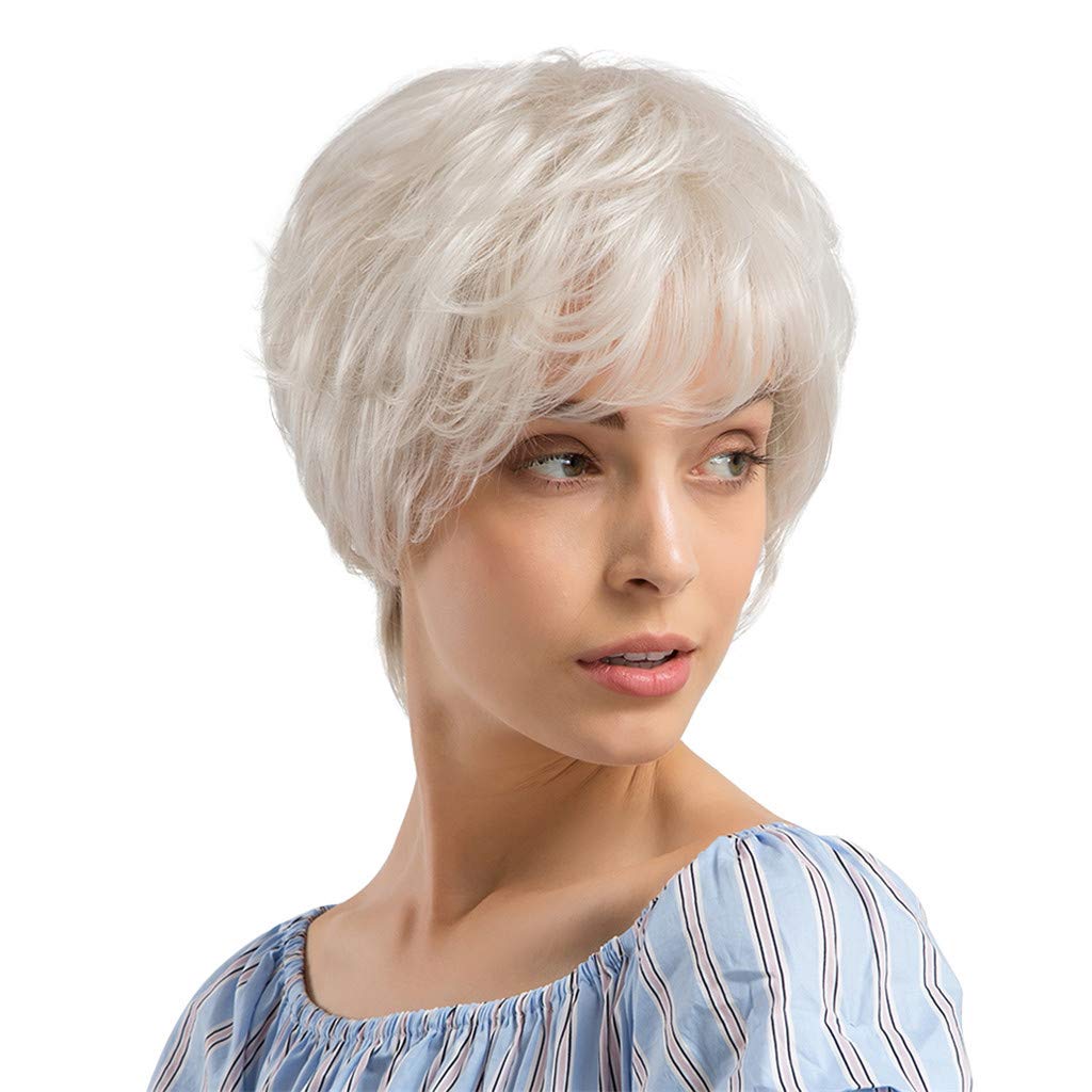 Amazon Com Dumanfs Short White Curly Hair Hairstyle Natural