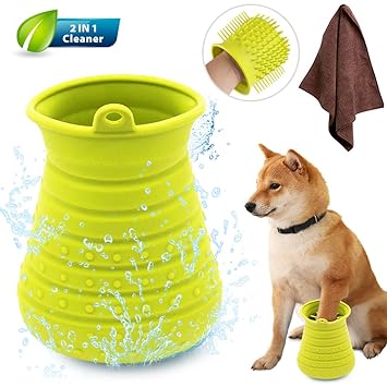 Idepet Hunde Pfote Reinigerhaustier Pfotenreiniger Mit Handtuch Dog Paw Cleaner Für Hunde Katzen Massage Pflege Schmutzige Klauen