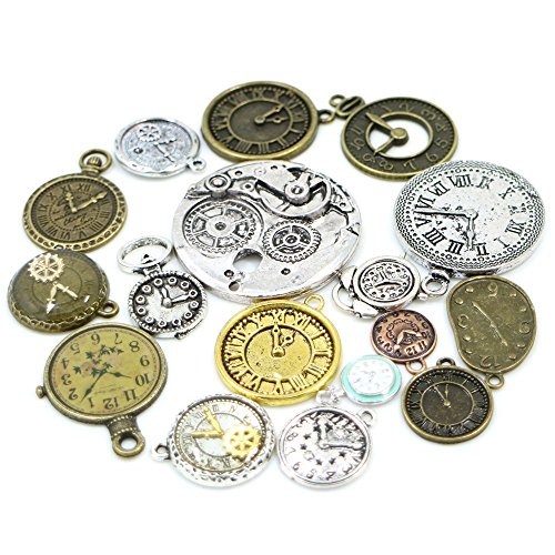 30pcs Mixed Antique Bronze/Antique Silver Clock Faces, DIY Crafts, Jewelry Making, Steampunk Pendants