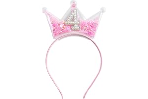 Fancheer Birthday Crown Headband for Toddler Girls 2 3 4 5 6 7 8 Years Princess Tiara Pink Hair Accessories for Four 4th Birthday