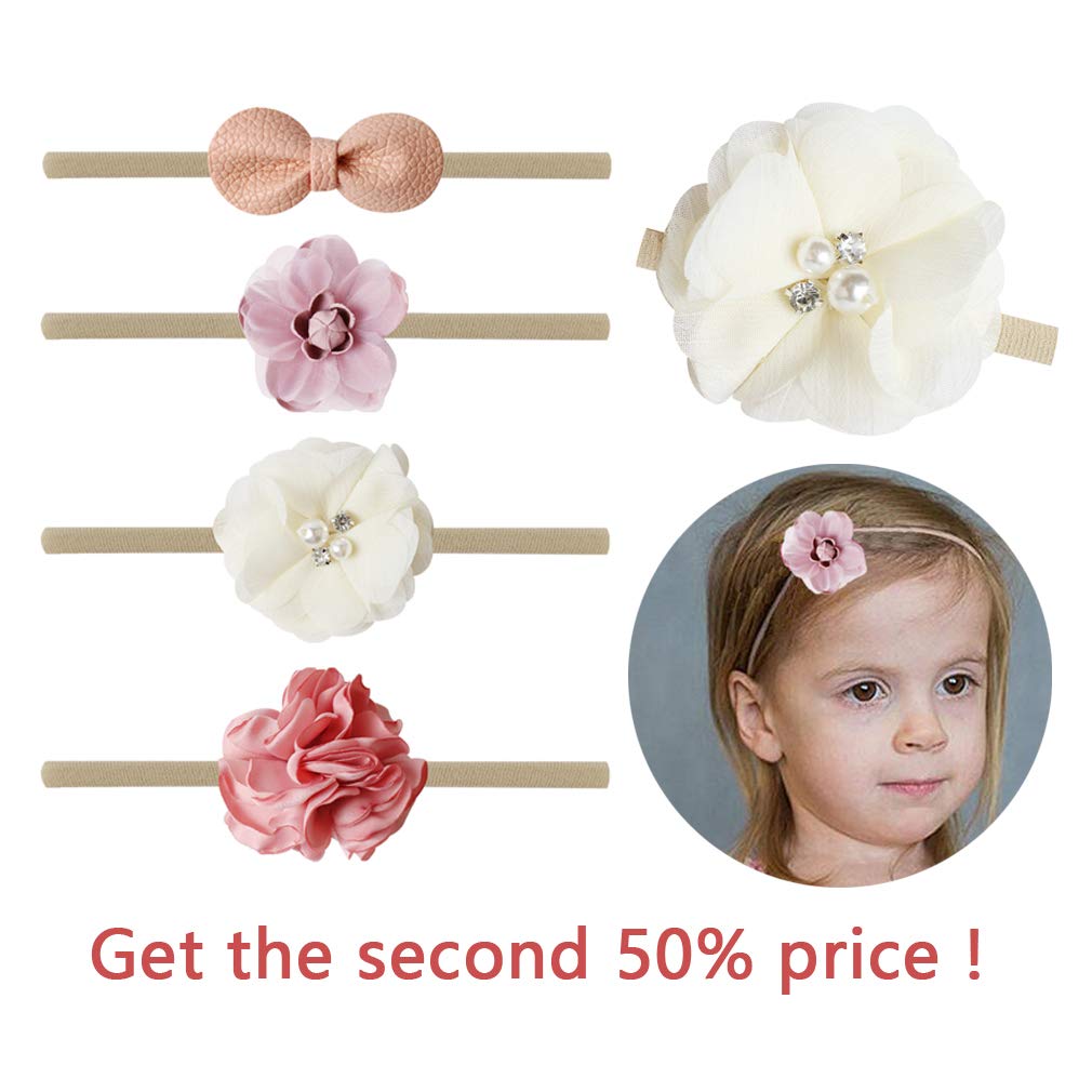 Yanjie Lovely Baby Hair Bows Headband 4 Pack Flowers Bows With