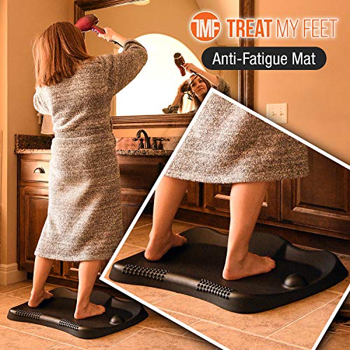 Anti Fatigue Standing Desk Mat w/FREE Rolling Massage Ball - Cushioned Floor Kitchen Mat - Anti-Slip Stand Up Desk Mat for Floor - Standing Floor Mat Made from Soft Foam for Foot Pain - Large Surface