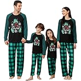 VNVNE Family Christmas Pjs Matching Sets for Women/Men/Couples/Adults, Holiday Xmas Reindeer Elf Plaid Pajamas Sleepwear