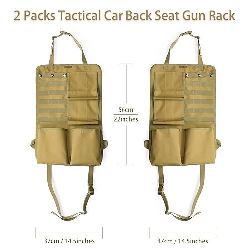 Car Back Seat Gun Rack - Vehicle Rifle Holder With Tactical Storage Bags For SUV & Truck