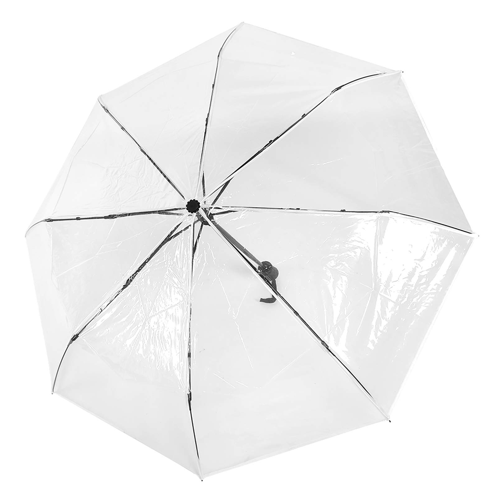 Raguso Portable Lightweight Fashionable Transparent Automatic Open Close Three Folds Folding Rain Travel Umbrella Outdoor WhiteDaily necessities