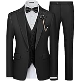 MAGE MALE Men's 3 Piece Suit One Button Slim Fit Formal Wedding Prom Tuxedo Suits Party Dinner Blazer Vest Pants Set