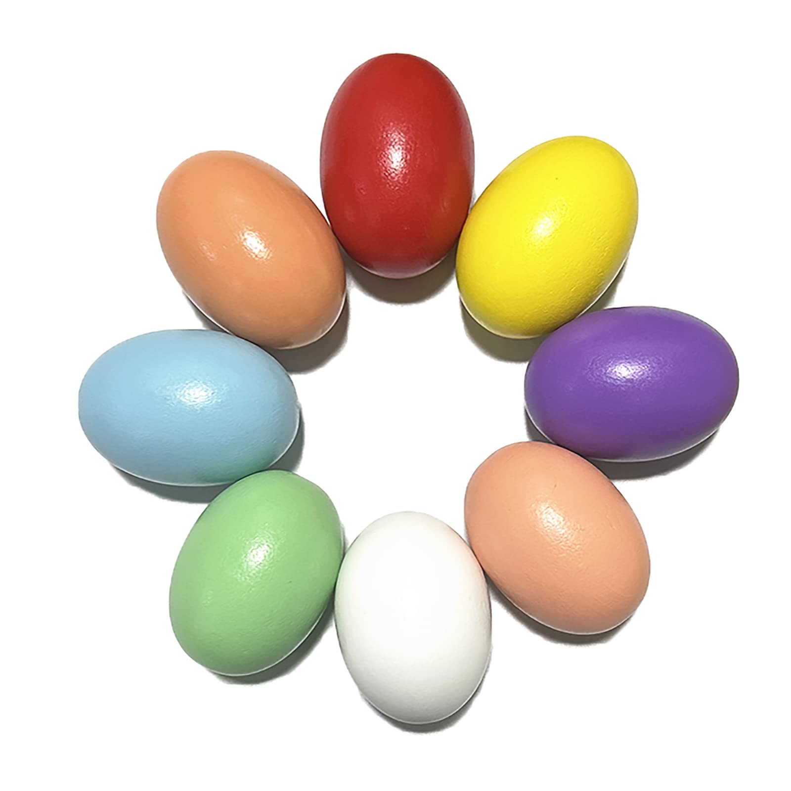 Easter Wooden Eggs Easter Decorations - 8 Colors Wood DIY Faux Egg Crafts Fake Chicken Egg Nesting Eggs Easter Home Party Decor