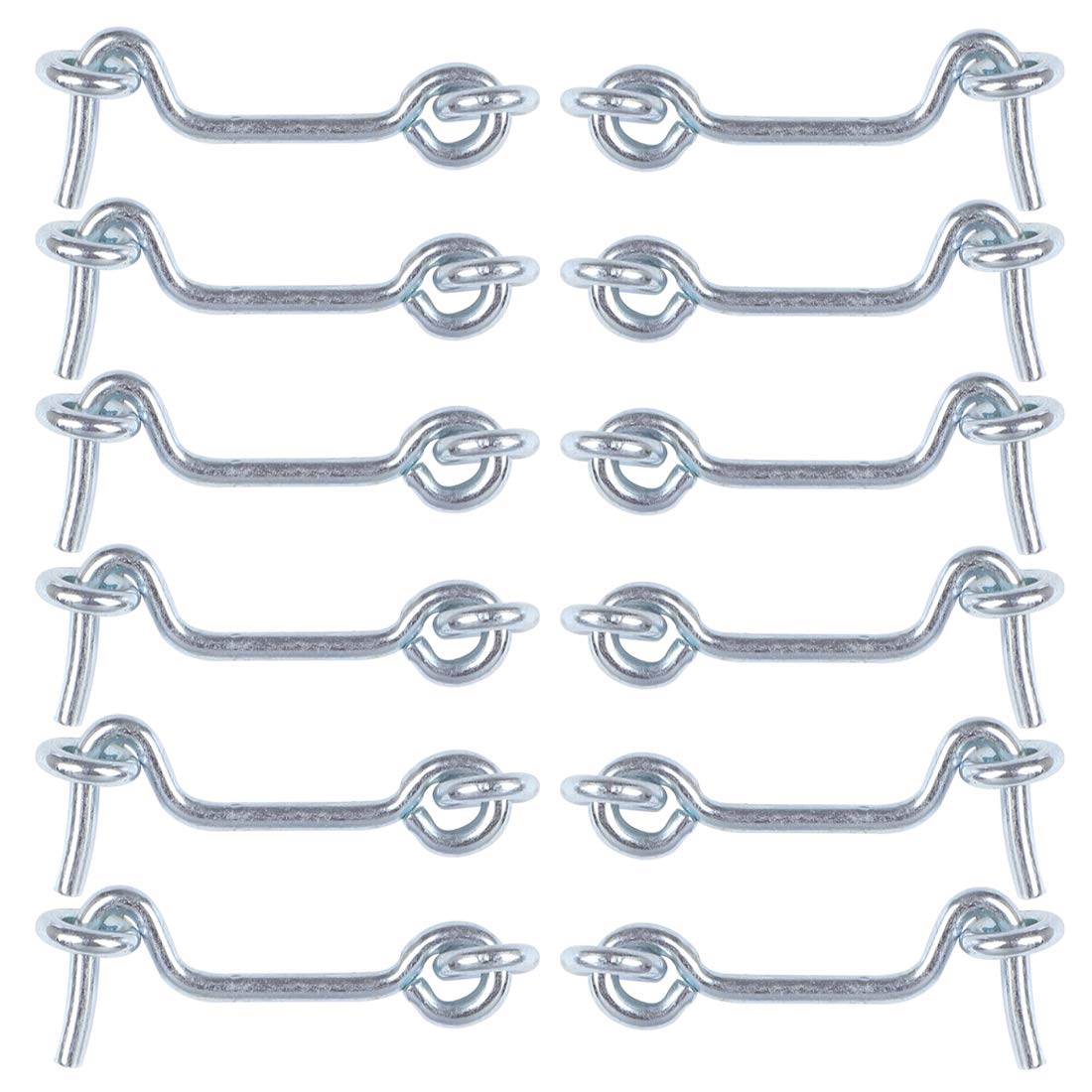 sourcing map 2 Inch Cabin Hook, Eye Latch Privacy Hook Door Lock Plating Finish for Gate Shutters Window Slide Barn Door 12 Pack