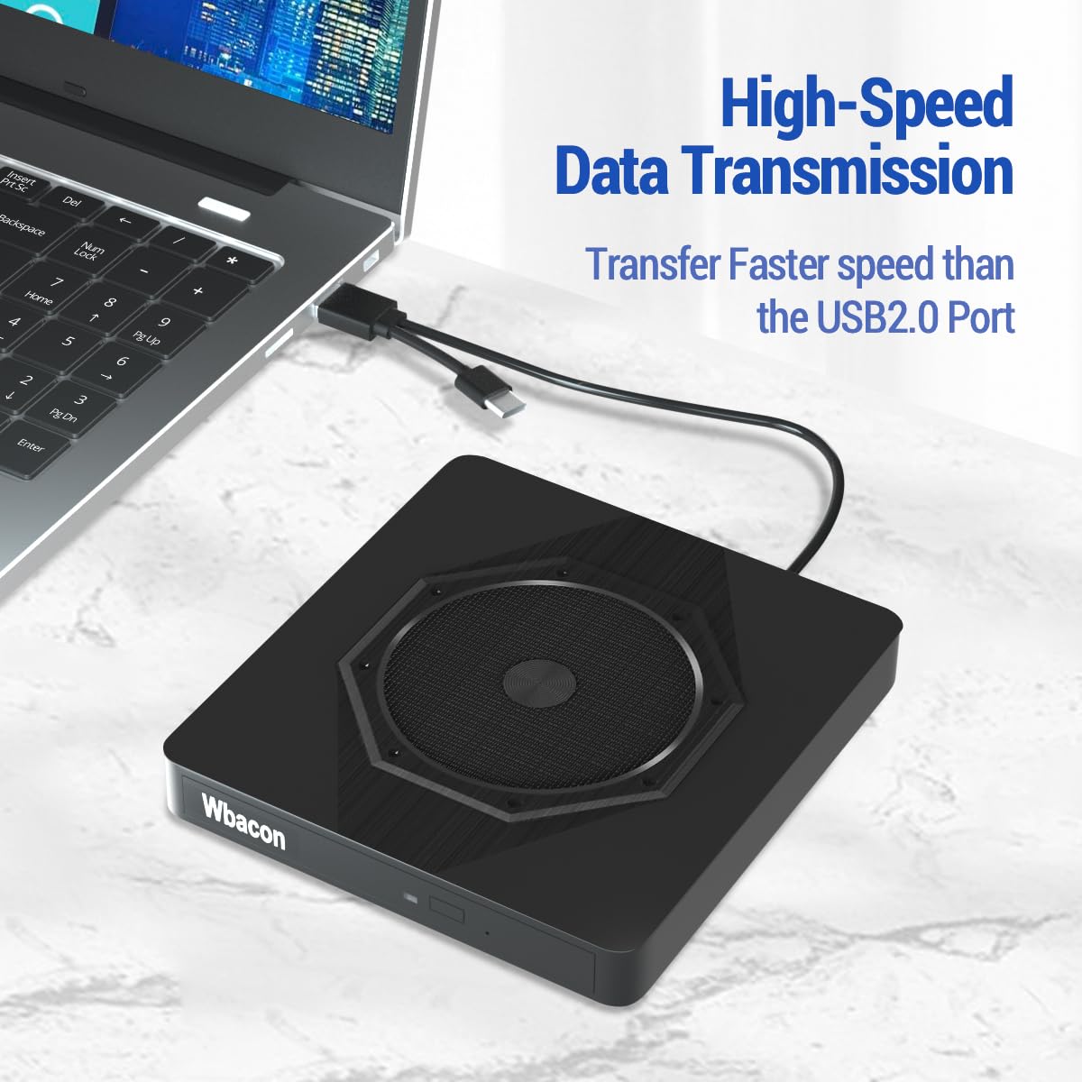 External CD/DVD Drive for Laptop, USB 3.0 & Type-C Portable CD DVD Burner, CD ROM +/-RW External DVD CD Drive, DVD Player for Laptop Compatible with Desktop, PC, Windows, Linux, Mac OS, Apple
