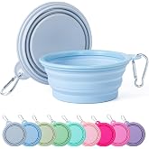 SLSON Collapsible Dog Bowl, 2Pack Macaron Color Pet Travel Bowls Silicone Foldable Water Feeder Dish for Small to Large Dogs 