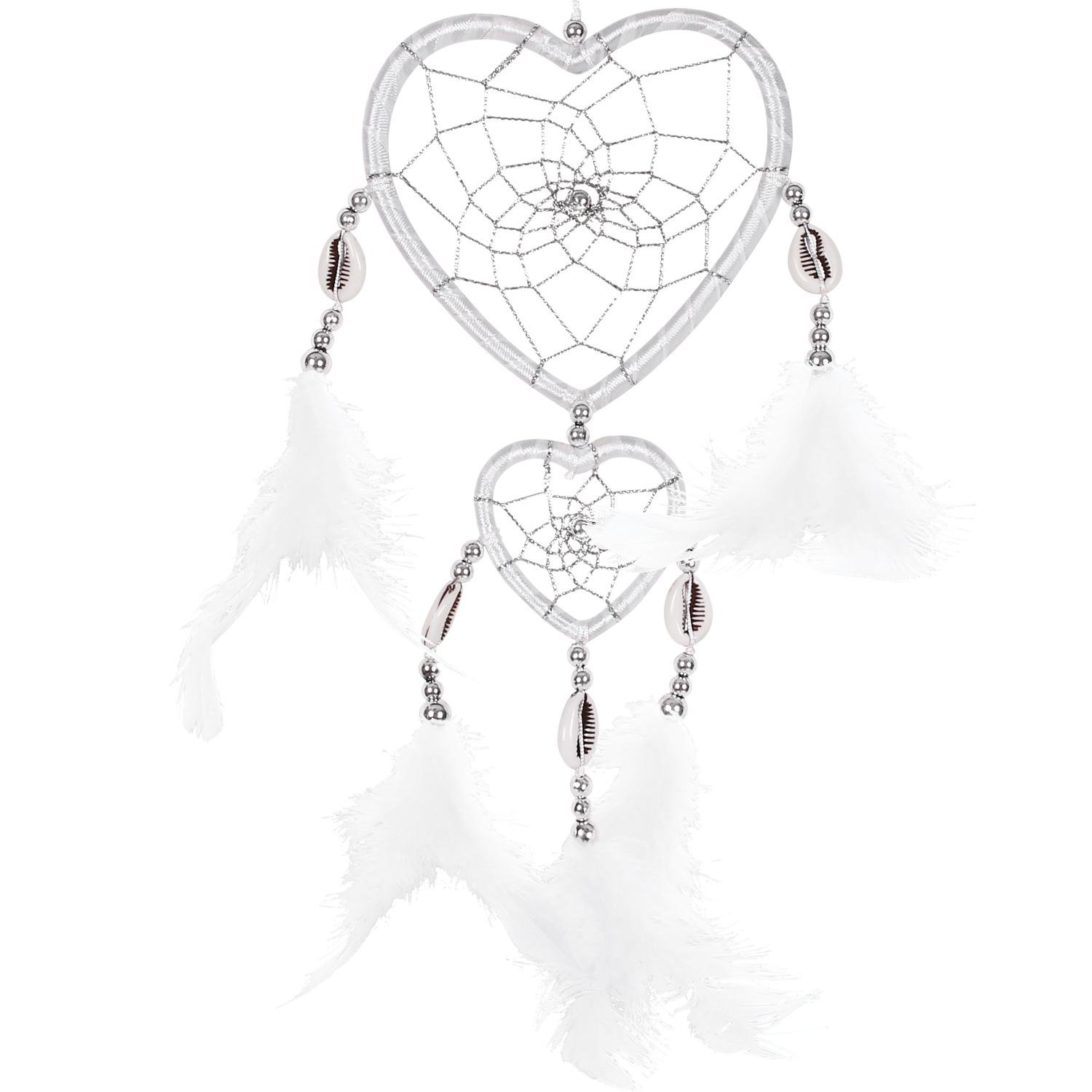 SOLRDI Dream Catcher White 24cm^10cm Heart Shape India Style Handmade Double Circular Handmade Traditional Net Home Decor Wall Car Hanging Ornament Gift