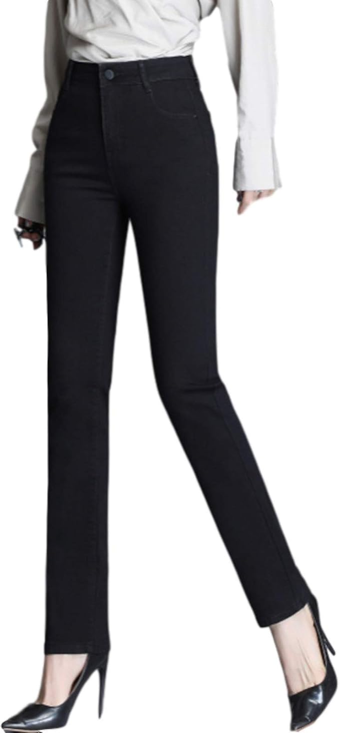 Women's HighWaist StraightLeg Jeans Solid Color Classic Basic Fashion