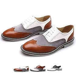 Men's Two Tone Patchwork Brogue Oxfords Shoes
