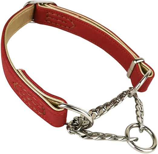 Tongabc Dog Chain Collar Leather Training Dog Collar