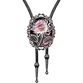 PEARLY JUN Bolo Tie for Women Men Flower Rose Western Cowboy Brown Leather Country Style String Vest Gifts