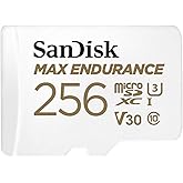 SanDisk 256GB MAX ENDURANCE microSDXC Card with Adapter for home security cameras and dash cams - C10, U3, V30, 4K UHD, Micro