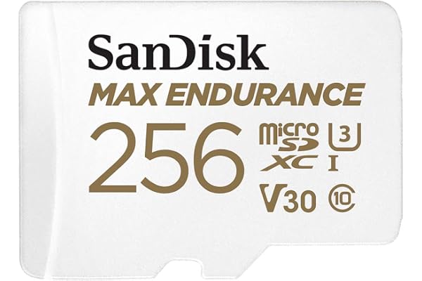 SANDISK 256GB MAX Endurance microSDXC Card with Adapter for Home Security Cameras and Dash cams - C10, U3, V30, 4K UHD, Micro SD Card - SDSQQVR-256G-GN6IA