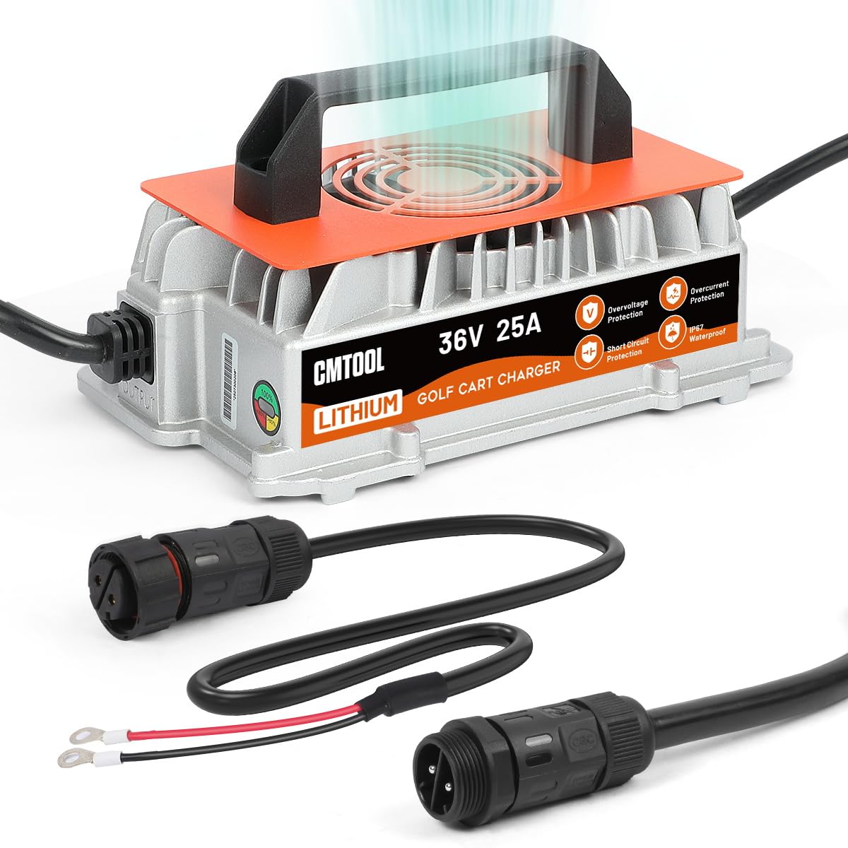 Photo 1 of CMTOOL 36V 25A Lithium Battery Charger, 1250W 43.8V Fast Charging for Golf Cart, IP67 Waterproof, Charging Efficiency ? 94%, Plug and Play for Golf Cart, Trolling Motor, Forklift