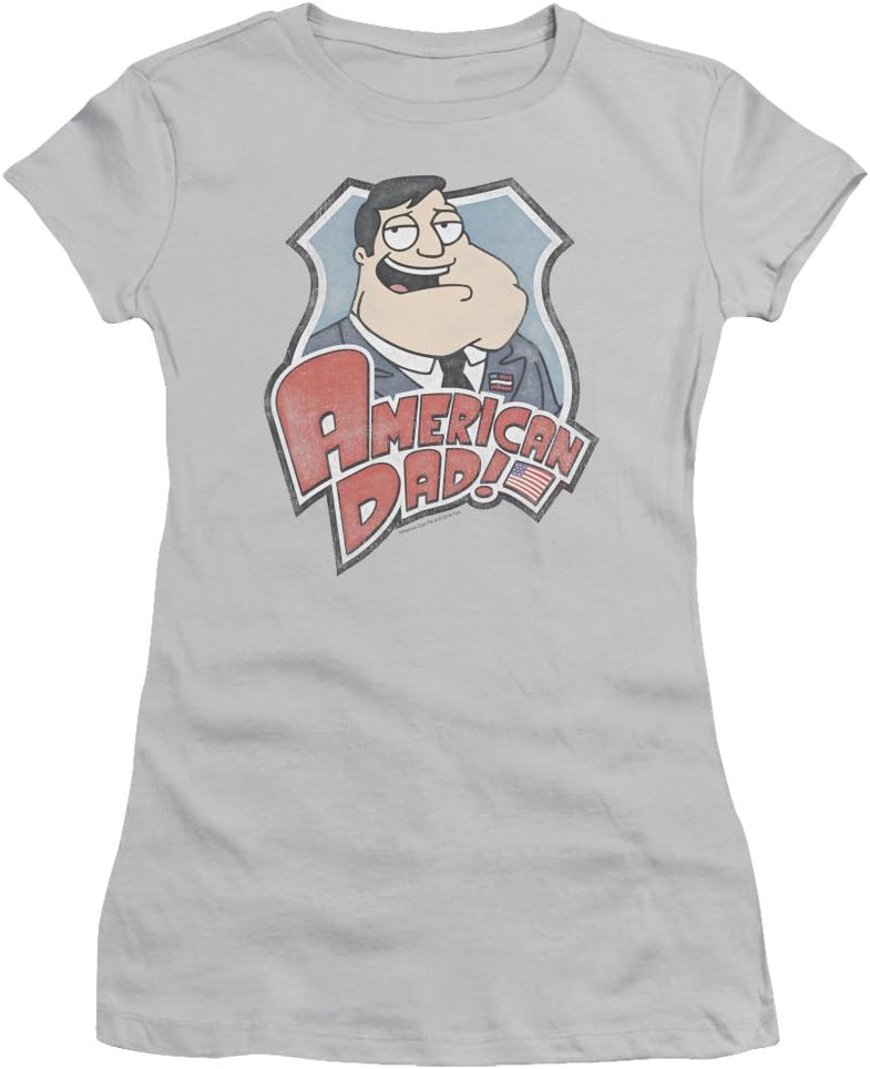 American Dad Cartoon Sitcom TV Series Stan Badge And Logo Juniors Sheer T-Shirt