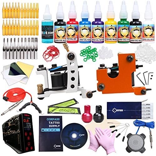 Dragonhawk Mate 2 Tattoo Machines Complete Tattoo Kit Pro Power Supply Immortal Inks Needles Skin Care (M3) by TATTOO PHANTLAND