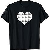 Black White Houndstooth Pattern Design Heart Women Girls T-Shirt