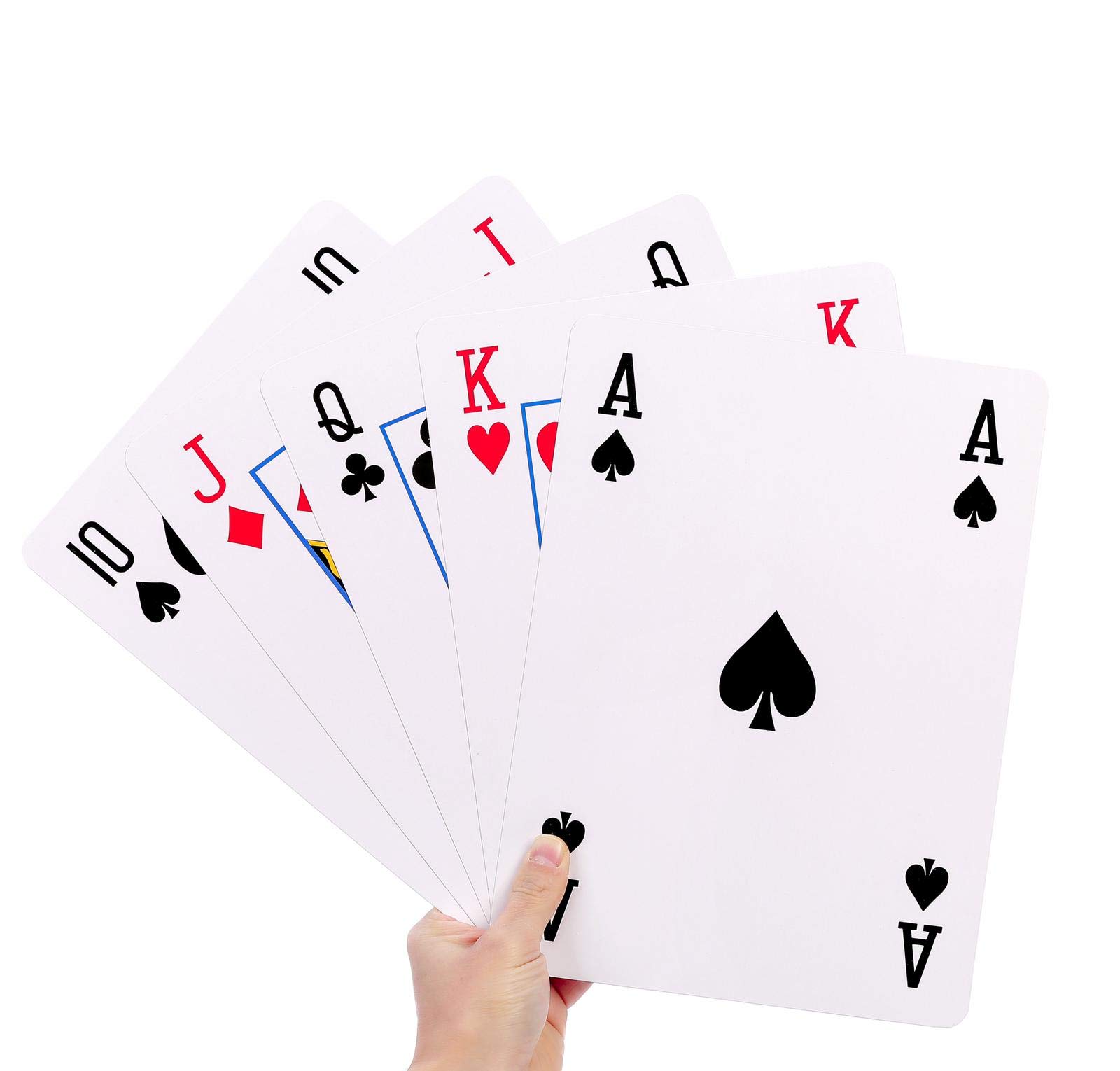 GrassVillage Gigantic A4 Playing Cards – 28cm x 20cm, Full Set, Easy to Read, Plastic Coated & Water Resistant Deck for Garden & Party Games, BBQs, Family Fun, Christmas & Events