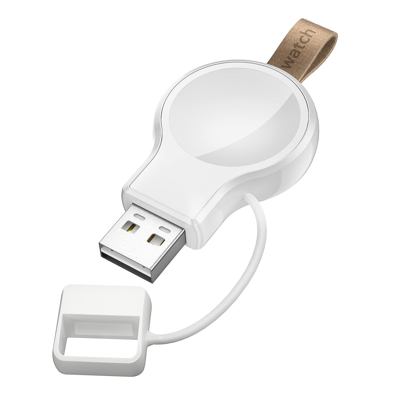 LVFAN Wireless Charger for Apple Watch, Portable USB Charger for iWatch, Travel Cordless Charger with Light Weight Magnetic Quick Charge for Apple Watch Series 10/9/8/7/6/5/4/3/2/SE/Ultra 2 (White)