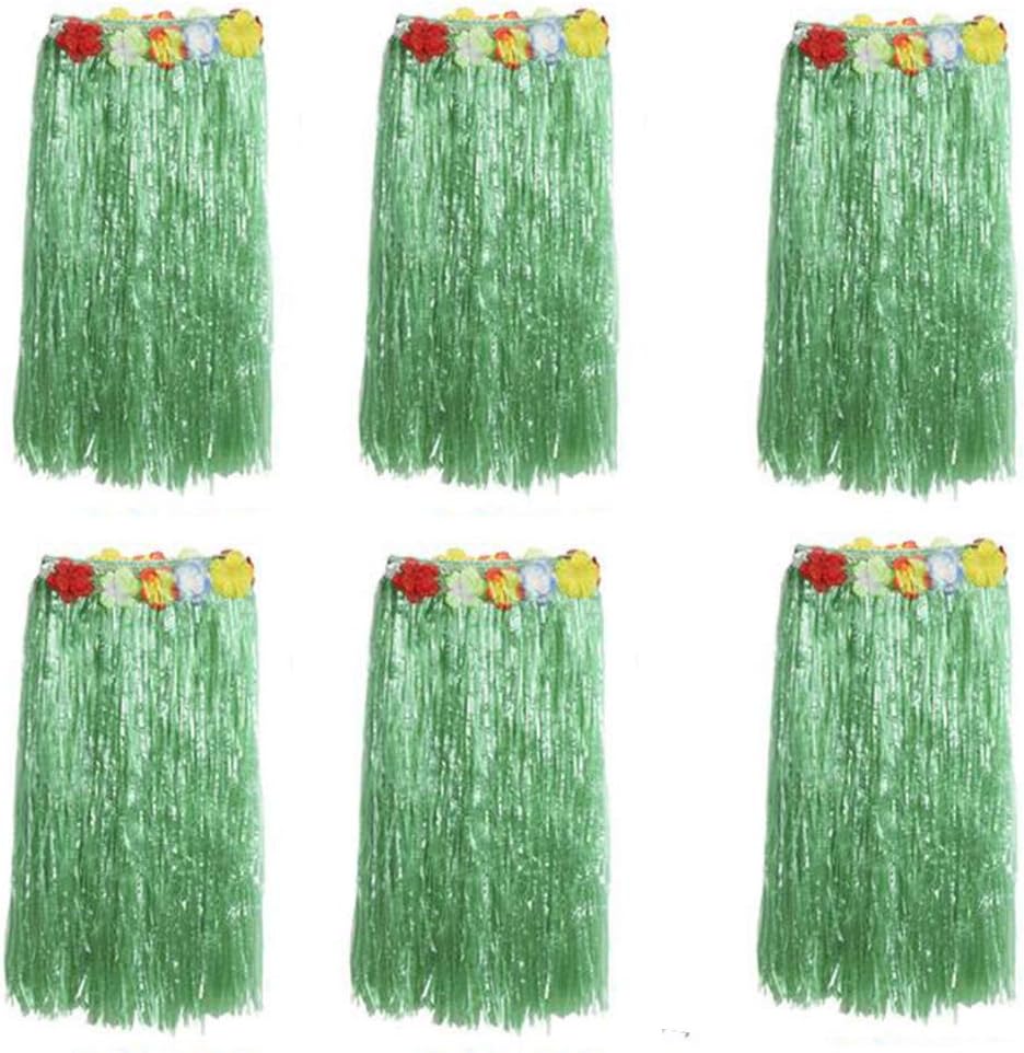 NEWCREATIVETOP24" Adult's Flowered Luau Hula Skirts Pack of 6 Assorted Colors