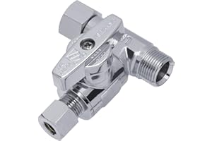 YELEAH Feed Water Adapter Angle Stop Valve Fitting 3/8 X 3/8 X 1/4 Inch Compression Tee Stop Valve For Reverse Osmosis Refrigerator Ice Maker