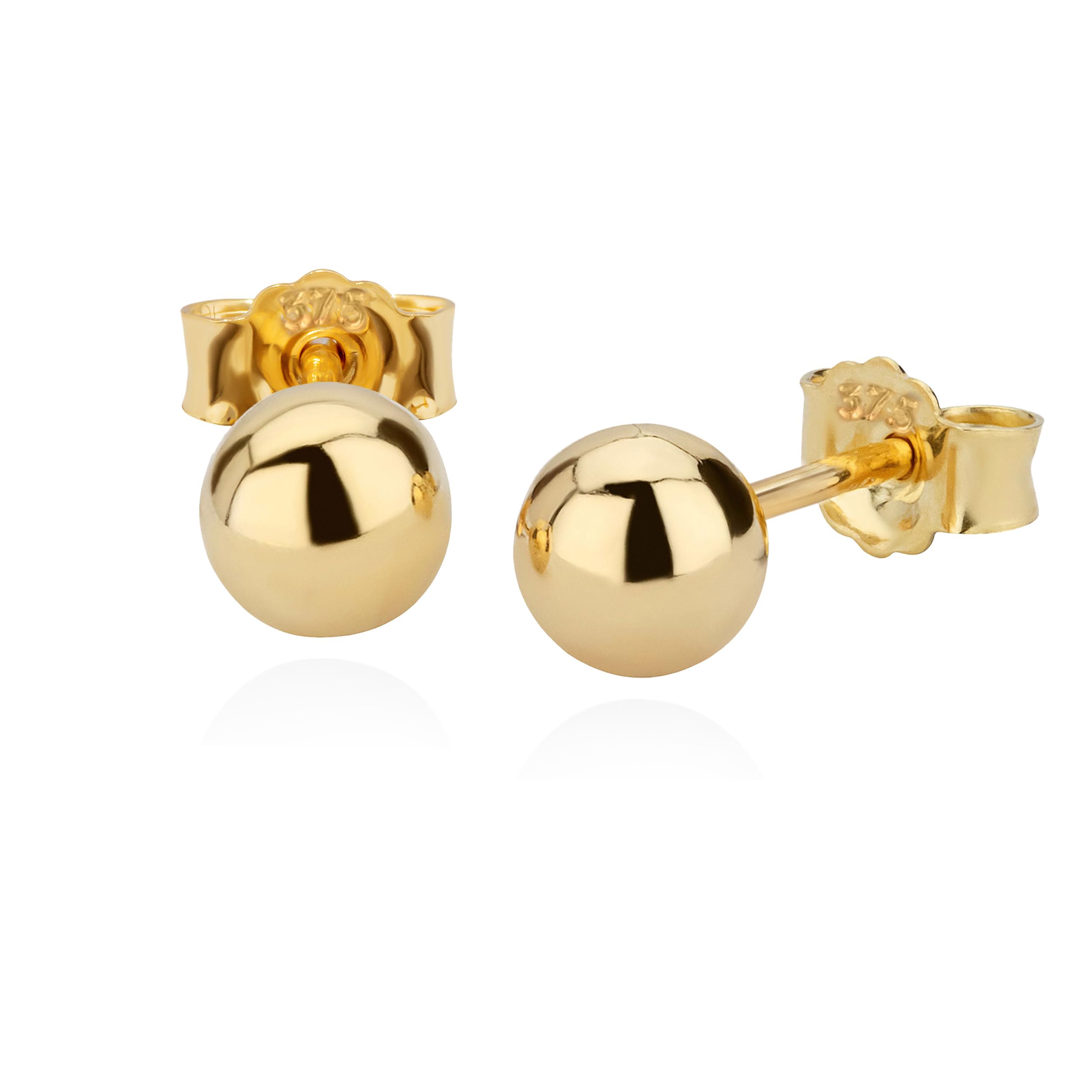 Pair 5,00mm ball stud earrings gold yellow gold ladies stud earrings 8939