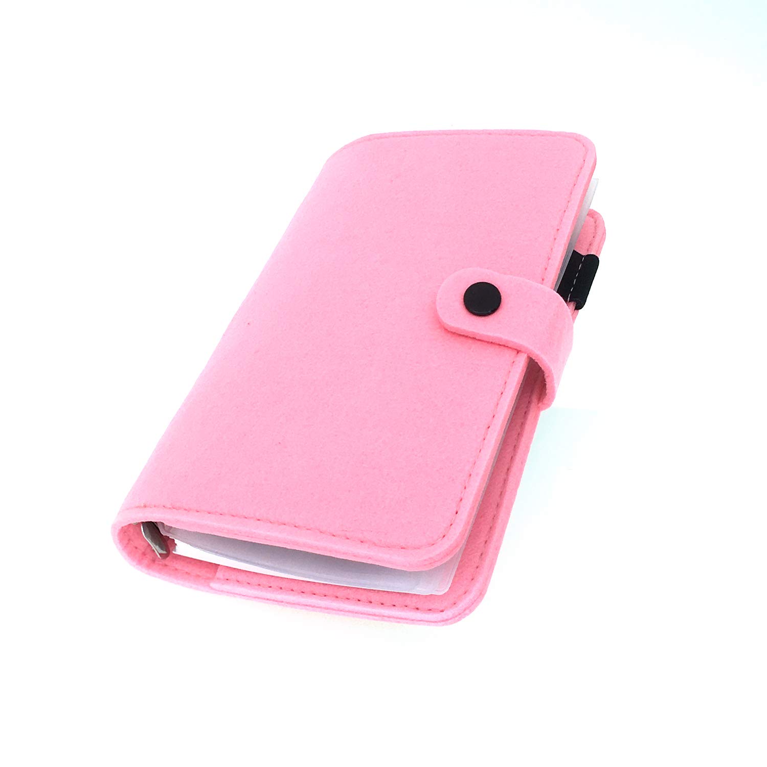 A6/ A5 6-Holes Felt Cover Round Ring View Binder File Folder for Loose Leaf Sheet Protectors/Binder Cover Protector, Tender Pink, A6 Combo